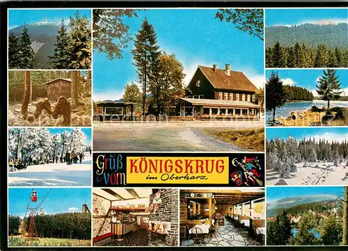 AK / Ansichtskarte Braunlage Gasthaus Koenigskrug Bar Gaststube Panorama Teilansichten Braunlage