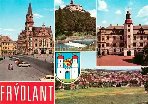 AK / Ansichtskarte Frydlant Gotickym Hradem Smedou Incica Novy zamek Radnice s vezi n frydlantskem nemesti pochazi Frydlant