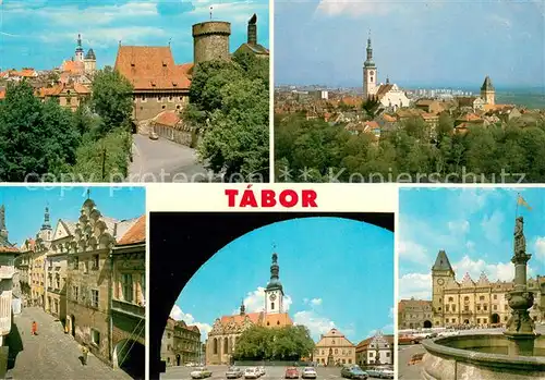 AK / Ansichtskarte Tabor_Czechia Celkovy pohled od Klokot Prazska ulice Zizkovo namesti Radnice s kasnou 