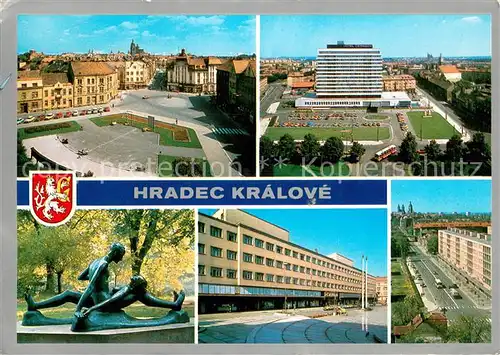 AK / Ansichtskarte Hradec_Kralove_Kralovehradecko Mirove namesti Hotel Cernigov Sousosi Labe s Orlici v Jiraskovych sadech Budova ONV a Mest NV Pospisilova tr 