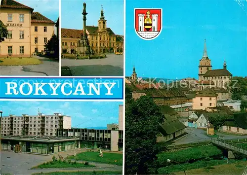AK / Ansichtskarte Rokycany Goticke mesto se starou tradici zelezarske vyroby Dnes stredisko strjirenskeho a konzervarenskeho prumyslu a vyroby hracek Hamiro Rokycany
