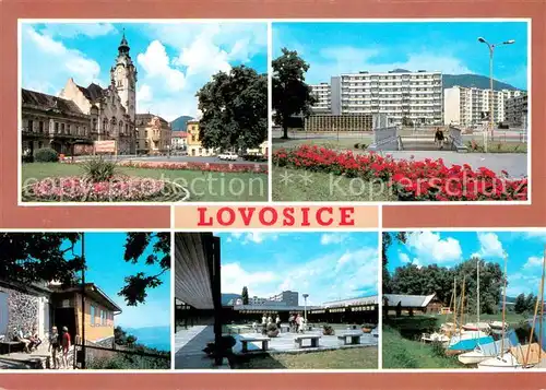 AK / Ansichtskarte Lovosice Budova MeNV Sidliste Holoubkov Lovos turisticka chata Nakupni stredisko Centrum Lodenice TJ Secheza Lovosice