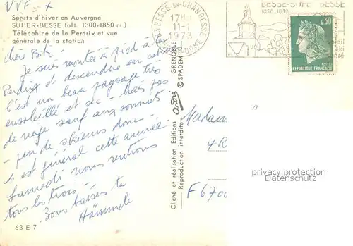 AK / Ansichtskarte Besse_en_Chandesse Sports dhiver en Auvergne Telecabine de la Perdrix et vue generale de la station Besse_en_Chandesse