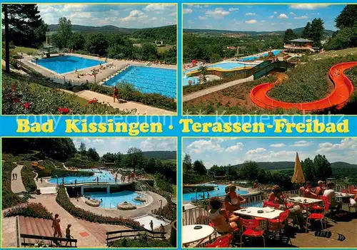 AK / Ansichtskarte Bad_Kissingen Terrassen Freischwimmbad am Balllinghain Restaurant Terrasse Bad_Kissingen