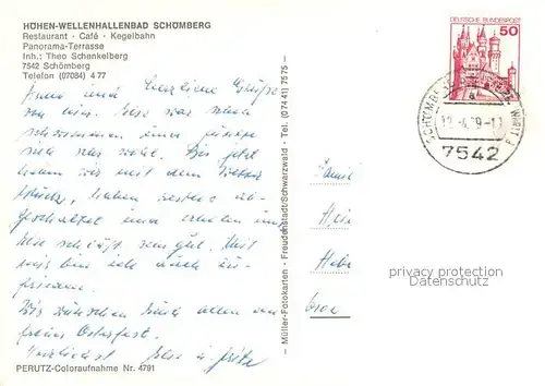 AK / Ansichtskarte Schoemberg_Schwarzwald Wellenhallenbad Freibad Schoemberg Schwarzwald