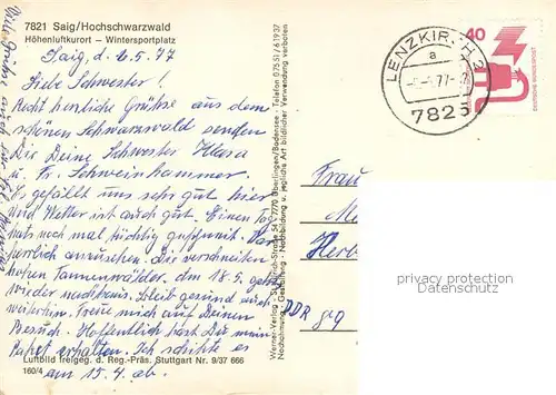 AK / Ansichtskarte Saig_Schwarzwald Hoehenluftkurort Fliegeraufnahme Saig Schwarzwald