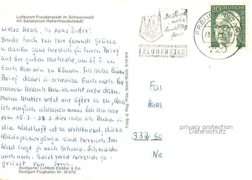 AK / Ansichtskarte Freudenstadt Sanatorium Hohenfreudenstadt Luftkurort im Schwarzwald Fliegeraufnahme Freudenstadt