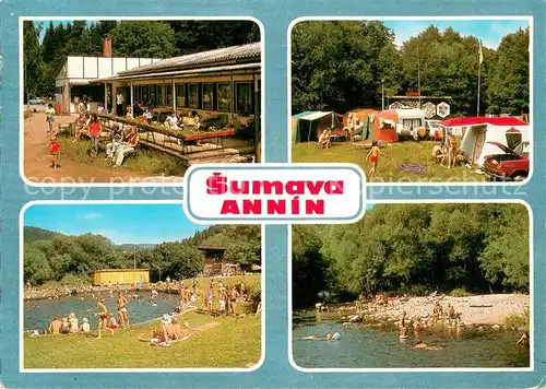 AK / Ansichtskarte Sumava_Boehmerwald Annin Autocamping Gaststaette Badestrand Sumava Boehmerwald