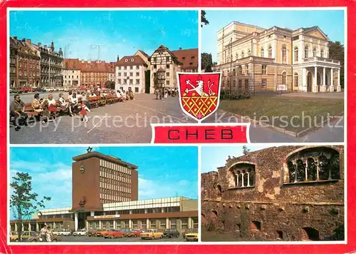 AK / Ansichtskarte Cheb_Eger Platz Innenstadt Theater Bahnhof Schloss 