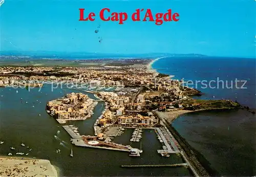 AK / Ansichtskarte Cap d_Agde au fond Mont Saint Clair vue aerienne Cap d_Agde
