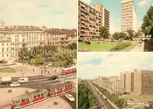 AK / Ansichtskarte Warszawa Strassenpartien Innenstadt Strassenbahn Wohnsiedlungen Platz Warszawa