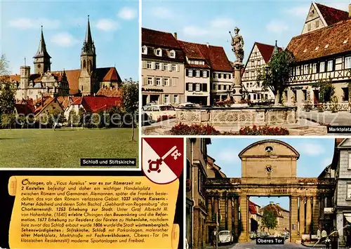 AK / Ansichtskarte oehringen_Hohenlohe Schloss Stiftskirche Marktplatz Brunnen Oberes Tor Chronik oehringen Hohenlohe
