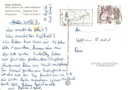 AK / Ansichtskarte Axalp_BE Sporthaus Ernst Skiberghuette Skigebiet Axalp mit Rothorn Axalp_BE