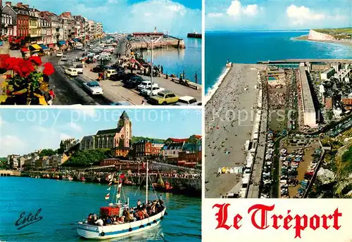 AK / Ansichtskarte Le_Treport Le Port Retour du bateau promenade Vue generale aerienne Le_Treport