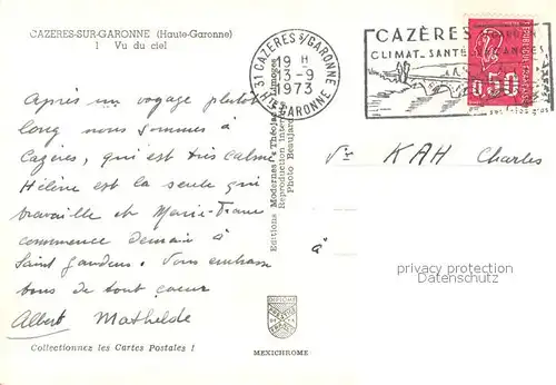 AK / Ansichtskarte Cazeres Vue aerienne Cazeres