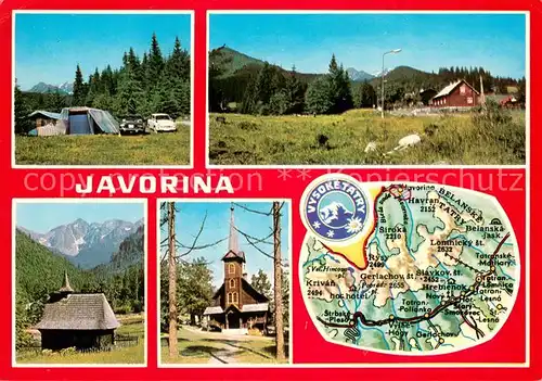 AK / Ansichtskarte Javorina Autokamp Celkovy pohlad Pohlad na Kolovy stit Dreveny kostolik Javorina