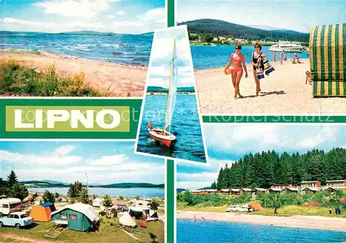 AK / Ansichtskarte Lipno Badestrand am See Campingplatz Ferienhaeuser Segeln Lipno