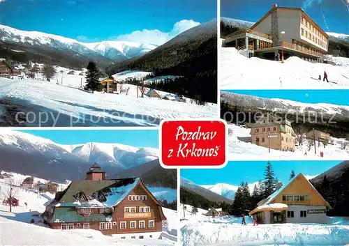 AK / Ansichtskarte Svaty_Petr Berghaeuser Hotels Landschaftspanorama Riesengebirge im Winter Svaty_Petr