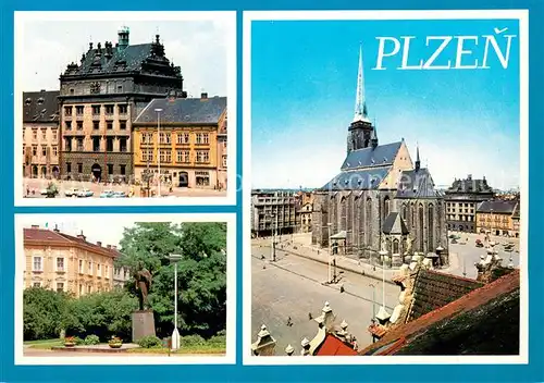 AK / Ansichtskarte Plzen_Pilsen Altstadt Rathaus Kathedrale Denkmal Plzen Pilsen