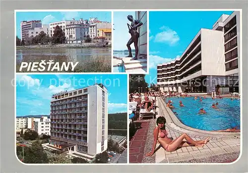 AK / Ansichtskarte Piestany Kurhotels Statue Swimming Pool Piestany