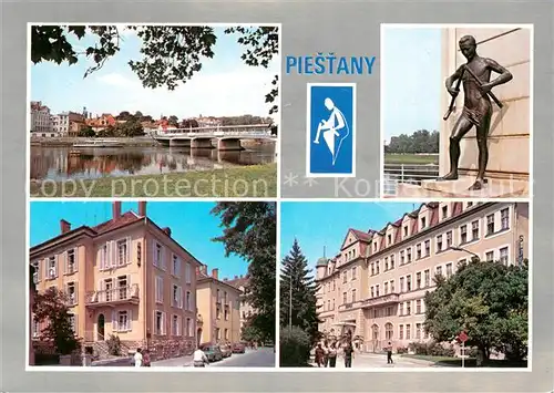 AK / Ansichtskarte Piestany Partie an der Waag Bruecke Denkmal Statue Hotels Piestany
