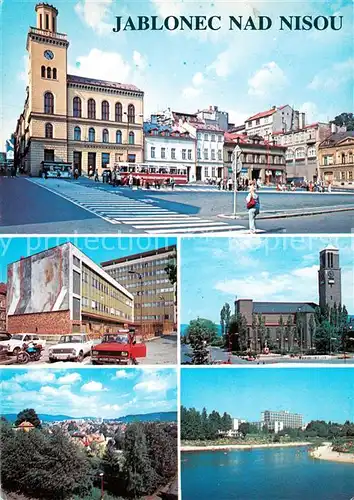AK / Ansichtskarte Jablonec_nad_Nisou Marktplatz Rathaus Innenstadt Blick ueber die Neisse Jablonec_nad_Nisou