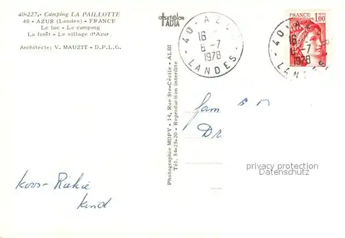 AK / Ansichtskarte Azur Camping La Paillotte Lac Foret vue aerienne Azur