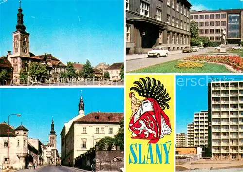 AK / Ansichtskarte Slany Namesti 9 kvetna Gottwaldovo namesti Vinarickeho ulice Nova vystavba Slany