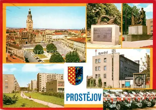AK / Ansichtskarte Prostejov Stadtzentrum Denkmal Wohnsiedlung Agrostroj Landmaschinen Prostejov