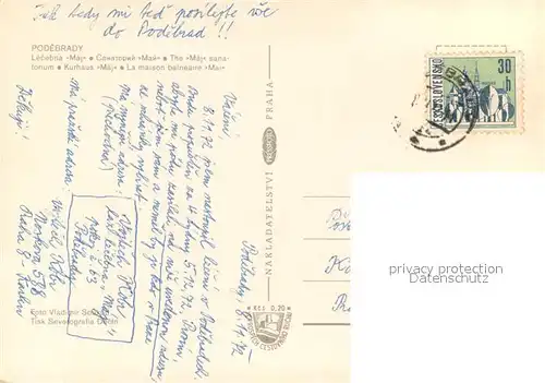 AK / Ansichtskarte Podebrady Kurhaus Maj Podebrady