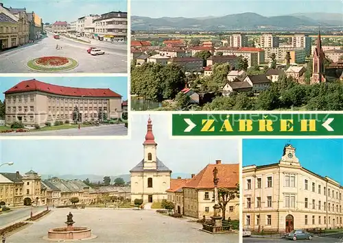 AK / Ansichtskarte Zabreh Stadtpanorama Innenstadt Platz Kirche Schule Zabreh