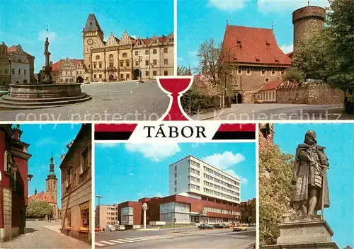 AK / Ansichtskarte Tabor_Czechia Marktplatz Stadtmauer Turm Denkmal Kirche Moderne Architektur 