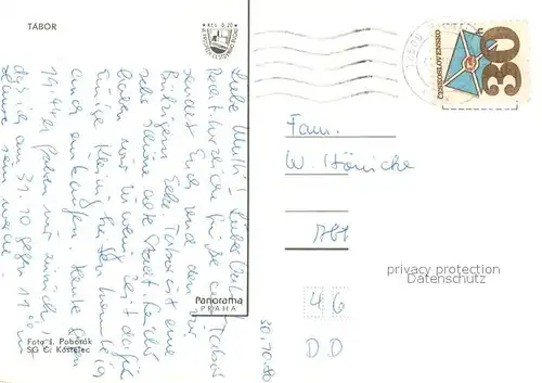 AK / Ansichtskarte Tabor_Czechia Marktplatz Stadtmauer Turm Denkmal Kirche Moderne Architektur 