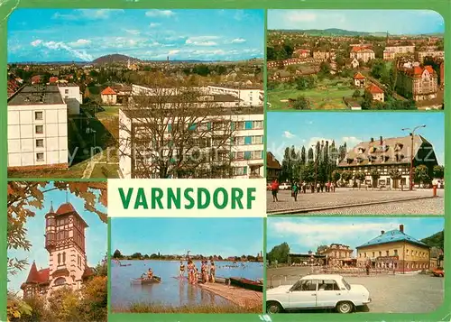 AK / Ansichtskarte Varnsdorf Stadtpanorama Platz Uferpartie am See Restaurant auf dem Hradek Varnsdorf