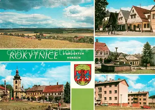 AK / Ansichtskarte Rokytnice_v_Orlickych_horach Teilansichten Brunnen Kirche Landschaftspanorama Rokytnice_v