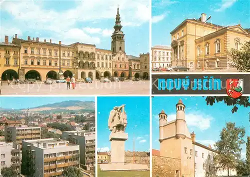 AK / Ansichtskarte Novy_Jicin_Neutitschein Platz Innenstadt Theater Stadtpanorama Denkmal Schloss 