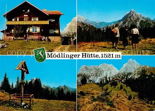 AK / Ansichtskarte Moedlingerhuette Treffneralm Bergwandern Kreuz Gebirgspanorama Moedlingerhuette