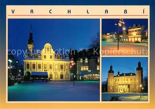 AK / Ansichtskarte Vrchlabi Rathaus Marktplatz Innenstadt Schloss Nachtaufnahmen Vrchlabi
