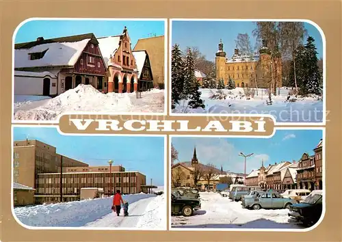 AK / Ansichtskarte Vrchlabi Altstadt Platz Schloss im Winter Vrchlabi