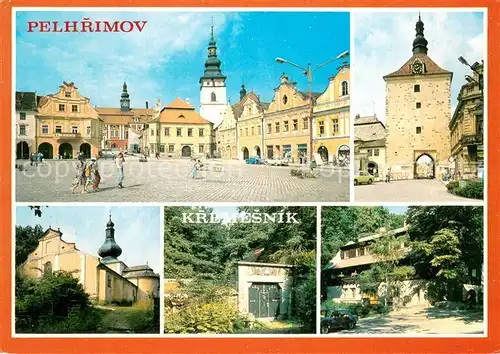 AK / Ansichtskarte Pelhrimov_Pilgram Marktplatz Tor Kremesnik Erholungsheim Kirche Pelhrimov Pilgram