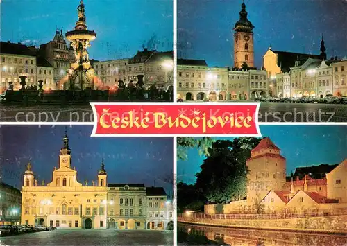 AK / Ansichtskarte Ceske_Budejovice Marktplatz Brunnen Rathaus Stadtmauer Ceske Budejovice