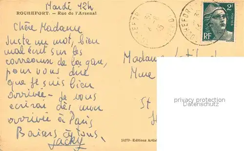 AK / Ansichtskarte Rochefort_Charente Maritime Rue de l Arsenal Rochefort