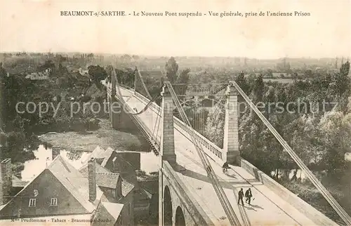 AK / Ansichtskarte Beaumont sur Sarthe Le Nouveau Pont suspendu Vue generale prise de lancienne Prison Beaumont sur Sarthe