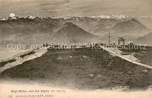 AK / Ansichtskarte Rigi_Kulm mit den Alpen Rigi_Kulm