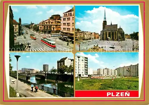 AK / Ansichtskarte Plzen_Pilsen Trida 1. maje Namesti republiky Nabrezi Radbuzy Sidliste Bory Plzen Pilsen