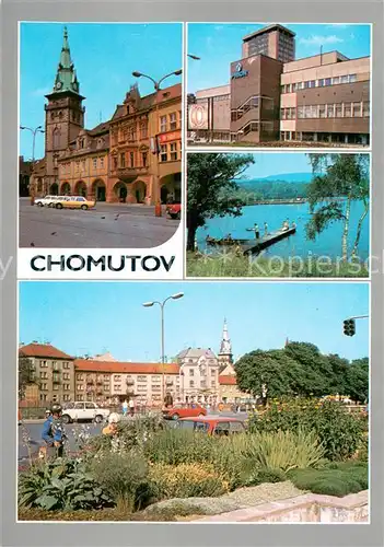 AK / Ansichtskarte Chomutov Teilansichten Altstadt Uferpartie am See Chomutov