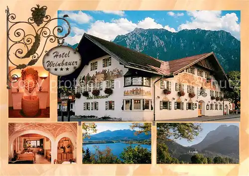 AK / Ansichtskarte Schwangau Hotel Weinbauer Landschaftspanorama See Alpen Schwangau