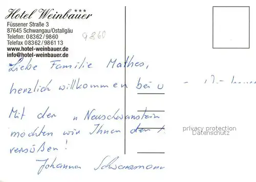 AK / Ansichtskarte Schwangau Hotel Weinbauer Landschaftspanorama See Alpen Schwangau