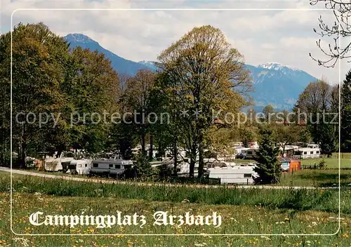 AK / Ansichtskarte Arzbach_Bad_Toelz Campingplatz mit Gasthof Arzbacher Hof Alpenblick Arzbach_Bad_Toelz