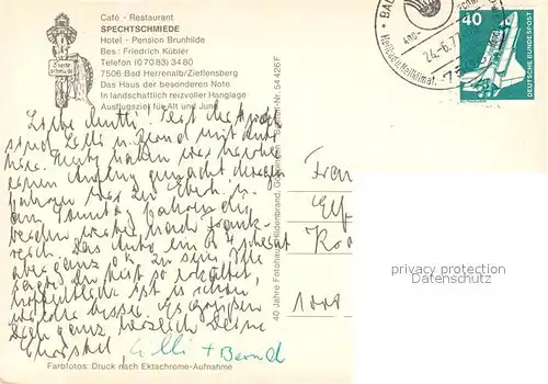 AK / Ansichtskarte Bad_Herrenalb Cafe Restaurant Spechtschmiede Bad_Herrenalb